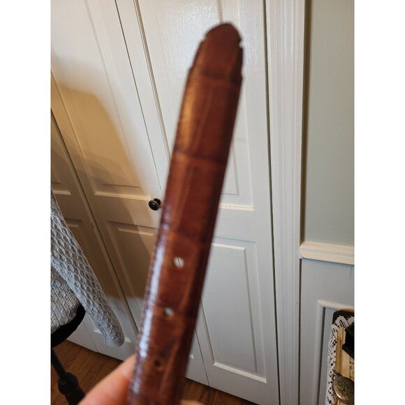 Emnon Belt Italian Calfskin Leather Croc Embossed Brown Belt Silver Hardware M - Picture 7 of 10